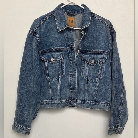 GAP Women's Classic Blue Denim Jean Jacket Sz L petite Nwt Sz Small/ Medium - Picture 4 of 12